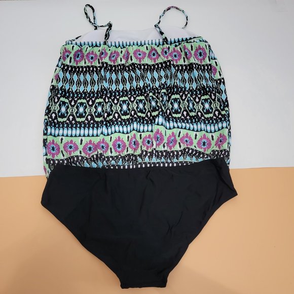 Chenghe Women's Bandeau Blouson Tankini Top High Waisted  Bottom two pieces - Picture 10 of 10